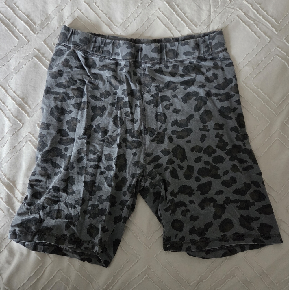 Brunette The Label Gray and Black Leopard Bike Shorts